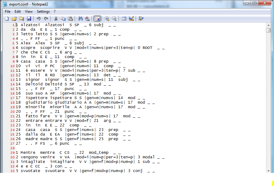 example Form/Lemma/POS